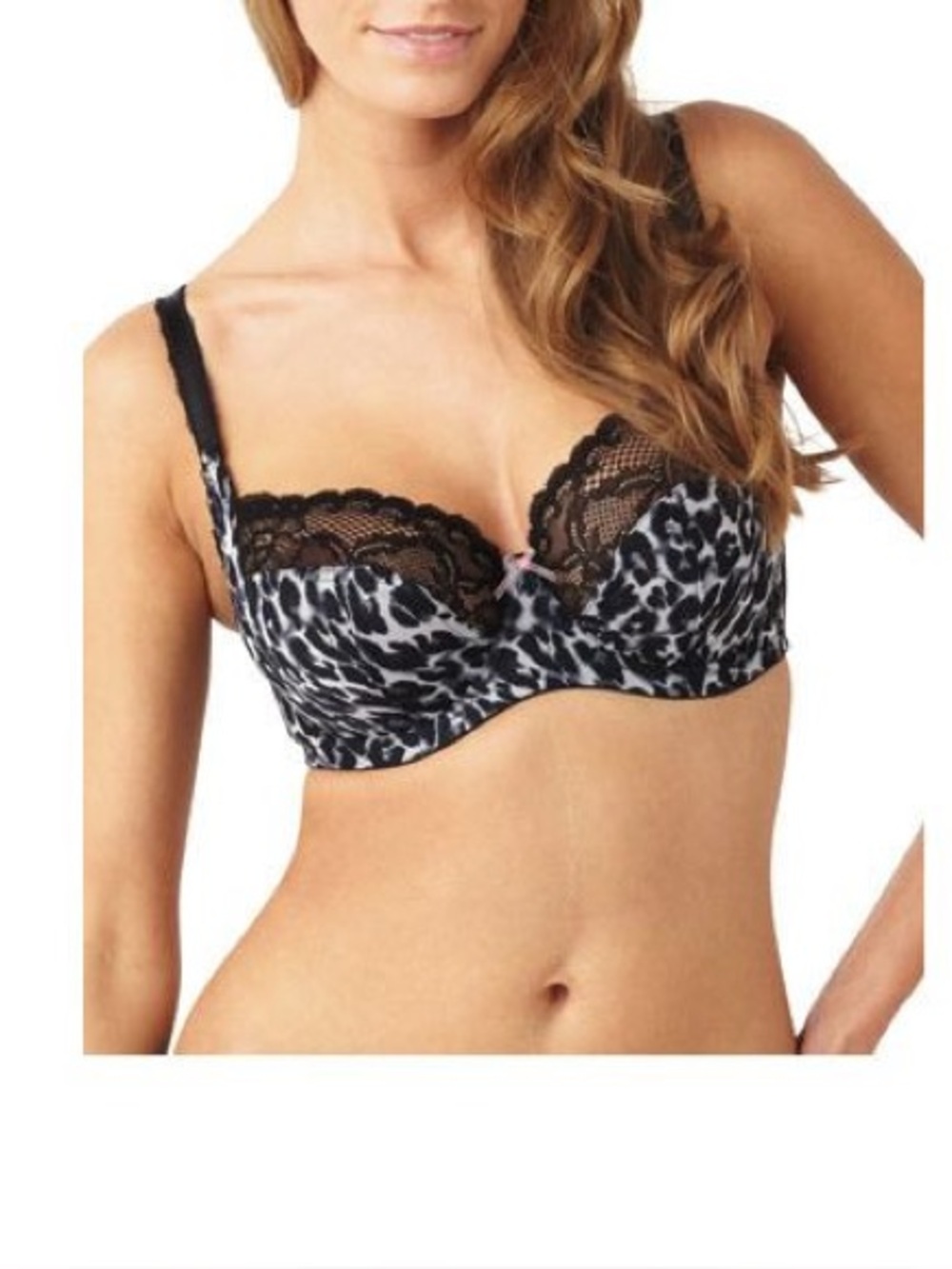 Panache Jasmine Lace Balconette Lace Underwire Bra Women Size 36DDD/F Leopard
